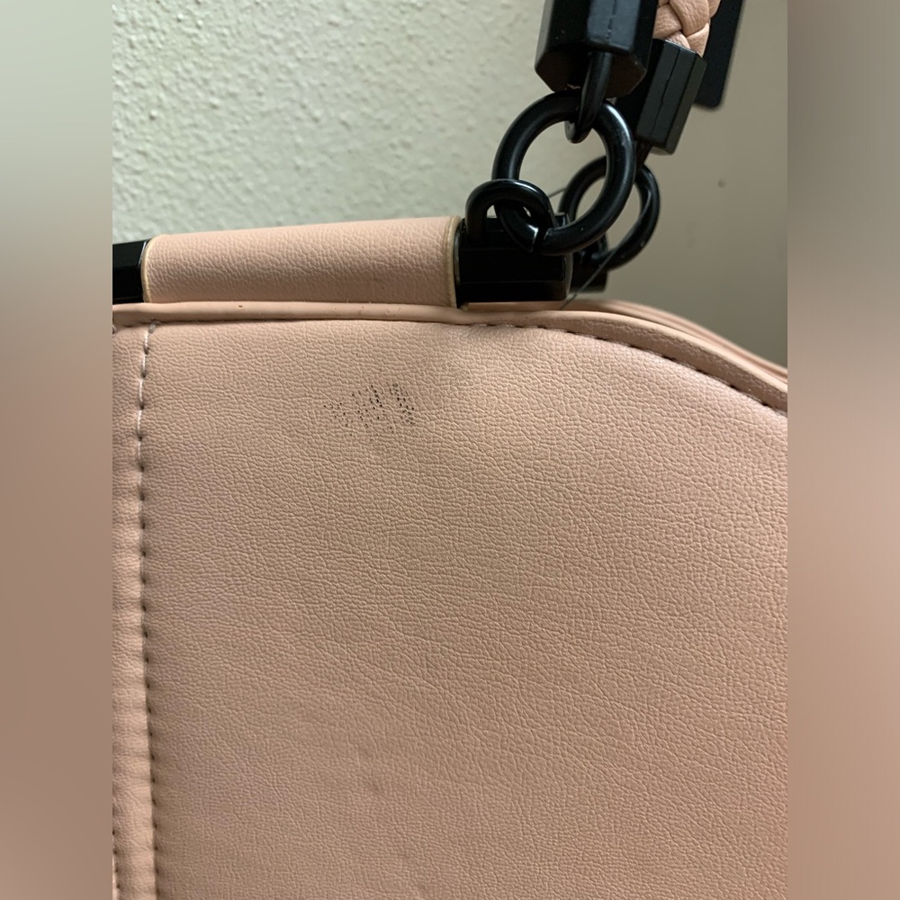 Blush Pink Structured Tote Bag with Braided Handle - Picture 10 of 13